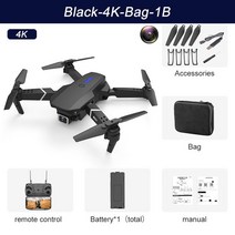 촬영드론RC 헬리콥터 드론 4K P 와이드 앵글 HD 카메라 와이파이 FPV 높이 고정 접이식 쿼드콥터 선물 완구, 04 Black 4K Bag 1B