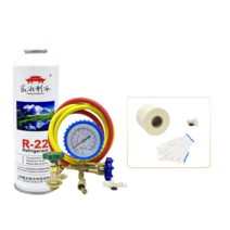 에어컨 냉매 가스주입 압력게이지 냉매 세트 R22 410A, 압력게이지 + R22 4병