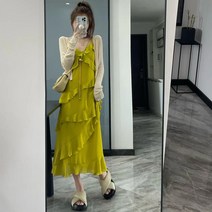 순욕매력녀 탑슬립 투피스 프렌치 도라지 데이트 부드럽게 코디 원피스