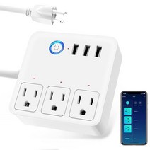 GHome Smart 플러그 파워 스트립 Wi Fi 서지 프로텍터 알렉사 구글 홈과 함께 작동 USB 3 충전 포트 3개가 있는 스마트 콘센트 홈 오피스 크루즈 여행 및 크리스마스, Power Strip, White, White