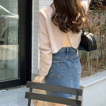 1300K 리하민 뒷트임 라운드 크롭 여성 니트