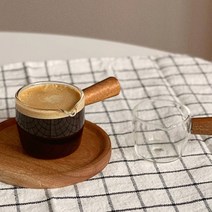 조이스힐 내열유리 우드 손잡이 에스프레소 샷잔 세트 2size 커피 샷컵 미니저그 메이플 시럽잔 소스잔, 샷잔set