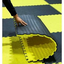 태권도장 매트 운동 스포츠 운동 미끄럼 방지 시공, 옐로우+블랙(길이 1mx두께 3cm)