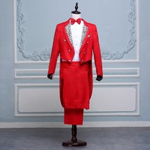 연미복 남자 셋업 수트 양복 예복 자카드 턱시도 블랙 무도회 남성 신랑 결혼식 옷깃 레드 코트 드레스 테일 재킷 바지 무대 가수 의상 정장 화이트