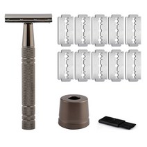 하워드 로즈 골드 면도기 클래식 더블 에지 안전 남성용 면도 및 여성용 제모 10 수동, 03 Black Razor Set