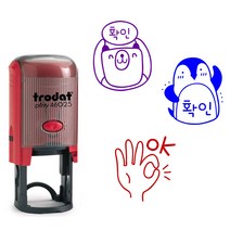 [자동스탬프] Trodat 동물캐릭터 OK.확인.검도장 (46025), 디자인6.사자(검), 블루(파랑)