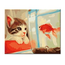 모모픽스페인팅 DIY명화그리기 40x50cm, 고양이와 금붕어