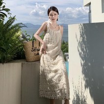 밀키 리본 나시 휴가지원피스 리조트룩 보라카이 원피스 코디