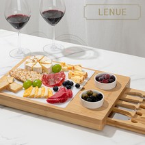 LENUE 대나무 대리석 치즈보드 세트, 화이트 마블