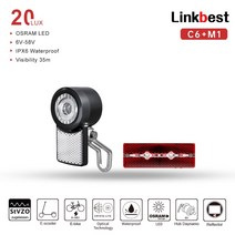 Linkbest 프론트 헤드 라이트 Ebike 20 Lux StVZO 승인 허브 디나모 램프 Escooter Lantren 액세서리 MTB, [03] C6 M1