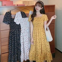 [라다몰] 여자 예쁜 꽃무늬 패턴 스모크 밴딩 데일리 원피스