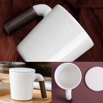 우디 손잡이 뚜껑 머그컵(350ML) 커피머그컵 내열유리머그컵 머그컵소량
