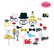 Mr Mrs 사진 소품 Photobooth 그냥 Merried 재미 안경 DIY 생일 베이비 샤워 소년 소녀 부스 웨딩 장식, 31pcs