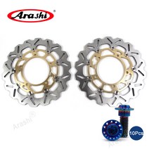 Arashi 1 쌍 오토바이 CNC 완전 부동 플로팅 브레이크 디스크 로터 에 SUZUKI DL V-STROM - ABS 650 2007-2021 DL650 VSTROM, 금색+파랑나사
