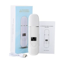 뷰티디바이스초음파 클리너 42 °C 열 피부 스크러버 딥 페이스 클리닝 머신 스킨 케어 리프트 필링 페이, 01 White