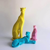 그레이하우스 벨벳 재규어 장식품 고급스러운 오브제 인테리어장식품 드라마협찬소품, 대(옐로우)
