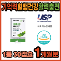 뇌에좋은음식 깜빡할때 뇌질환 예방 기억력 두뇌건강 영양제 식약처 인증 개선 미국직수입 코셔인증 은행잎 플라보놀 최대섭취량 징코 비타민B D 치매 약 1개월분 하지정맥 다리 혈액순환, 사은품증정, 1통, 30정