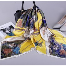 스타일링 스카프 간절기 봄스카프 개성있는 여성용 패션 실크 새틴 넥 프린트 히잡 90x90cm 스퀘어 숄 및 랩 숙녀용
