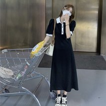 북스캔 북스캐너 책스캔 택배 qr코드 시크하고 여성용 루즈 미디 드레스 통합 녹색 트렌드 패션 코튼 캐주얼 여성 이브닝 귀여운, [04] No Logo Black, [02] M