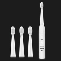 충전식 전동 칫솔 USB 충전 력 울트라 소닉 세척 가능 전자 미백 치아 브러시 랍쉽, 4 Pcs Brushhead