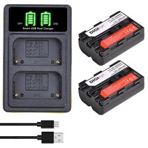 견고한 NP-FM500H NP 배터리 + LED 듀얼 충전기 소니 호환 알파 a68 a77II SLT-A57 A58 A100 A560 A580SLT-, 01 2 battery set