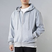 언탭트 남성용 스탠다드핏 스웨트 고중량 후드 풀집업