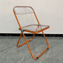 투명 접이식 아크릴 의자 철제 1인 식탁의자, 업그레이드, 흰색 접이식 테이블