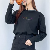 험블스튜디오 과일세트 일러스트 레터링 루즈핏 이너티 여자 봄 가을 긴팔 티셔츠 2color