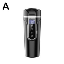 12V전기포트 차량용 휴대용 자동차 난방 컵 스테인레스 스틸 물을 따뜻하게 하는 머그잔 병 12V 24V 주전자 커피 온도 LCD 디스플레이 Kett Y6D1, 01 Black