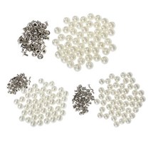 GHSHOP 150 세트 진주 리벳 스 터 드 단추 봉 제 가죽 공예에 대 한 8/10/12mm, 플라스틱, 철, 아이보리