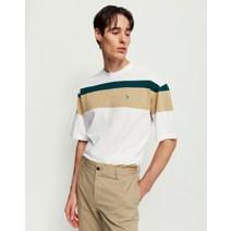 22SS [populet]베이지 컬러블록 면 반팔티셔츠 WHTS2B546I2