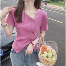 여성 크롭 사선 랩 반팔 블라우스 천연길이 A11 D681N819