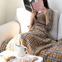 이브리영 체크 담요 감성 블랭킷 캠핑 러그 극세사 겨울 담요