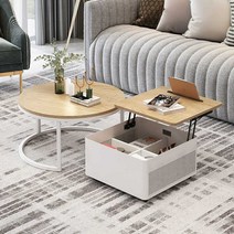 리프트업 테이블 원룸 좌식 바퀴달린 확장형 티테이블, A타입 -블랙