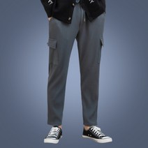 cargo pants man for men string side pocket spring autumn long pleated banding fashion