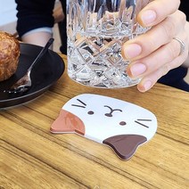 [KT알파쇼핑]러블리 고양이 페이스 PVC 코스터 컵받침대, 브라운, 1개