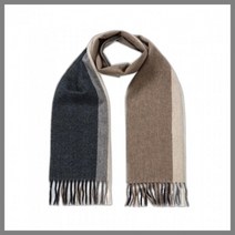 헤지스 Cashmere100% 네이비 컬러배색 캐시미어 머플러HIMU2F716N2