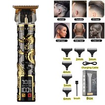 이발기 헤어용 바리깡 T9 USB 전기 이발사 충전식 남자 면도기 머리 깎기 전문 메가 제로 마무리 기계 세라, 04 LCD Dragon B