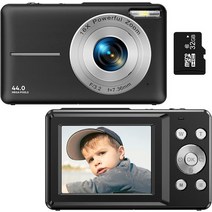 폴라로이드카메라 FHD 1080P 디지털 카메라 비디오 32GB SD 카드 16X 줌 48MP 2.4 인치 LCD 블로그 십대, 01 Black