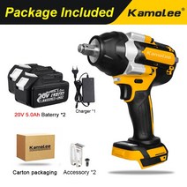 샤오미전동드라이버 Kamolee-1800N.M 토크 DTW700 브러시리스 전기 임팩트 렌치 마끼다 18V 배터리용 1/2, 04 Two Battery Carton_02 EU