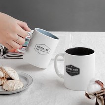 투톤데일리머그컵 심플한머그잔 카페 도자기 머그 집들이 350ml, 다크브라운