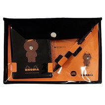 라인프렌즈 로디아 브라운 메탈 볼펜 멀티 케이스 세트, 1개, 블랙