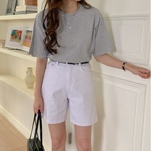 네쥬 여성 봄 여름 라운드 스프라이트 오버핏 반팔 티셔츠