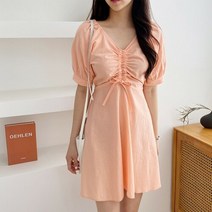 디자이어로즈 [디자이어로즈 핏] 여성 여름 반팔 셔링 미니원피스 OP0230