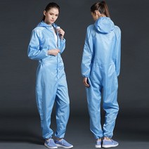 안전작업복유니섹스 원피스 작업복 유니폼 깨끗한 옷 후드 클린 룸 의류 방진 페인트 정적 보호, Blue with Pocket_XL