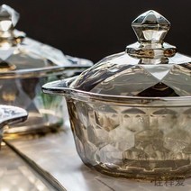 유리 가정용 다갈색 라면 그릇, 줄무늬, 1개