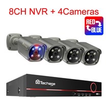 업무용 Techage-4K 보안 카메라 시스템 울트라 HD 8MP POE NVR 양방향 오디오 얼굴 감지 컬러 나이트 비전, 02 8CH NVR 4PCS Camera_04 3T
