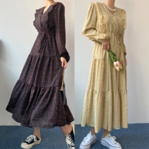 [엘샾] 여신 쉬폰 플라워 롱원피스 맥시 롱 프릴 캉캉 원피스