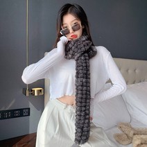 고급밍크 영 뉴 벨벳 밍크 우븐 가죽 머플러 롱 겨울 소프트 빅 넥워머플러
