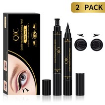 크로스보더 메이크업 QIC 쌍두인장 아이라이너 방수 속건 좌우 날개 Seal eyeliner 2자루, 블랙 #2Pack, 3.3g*2